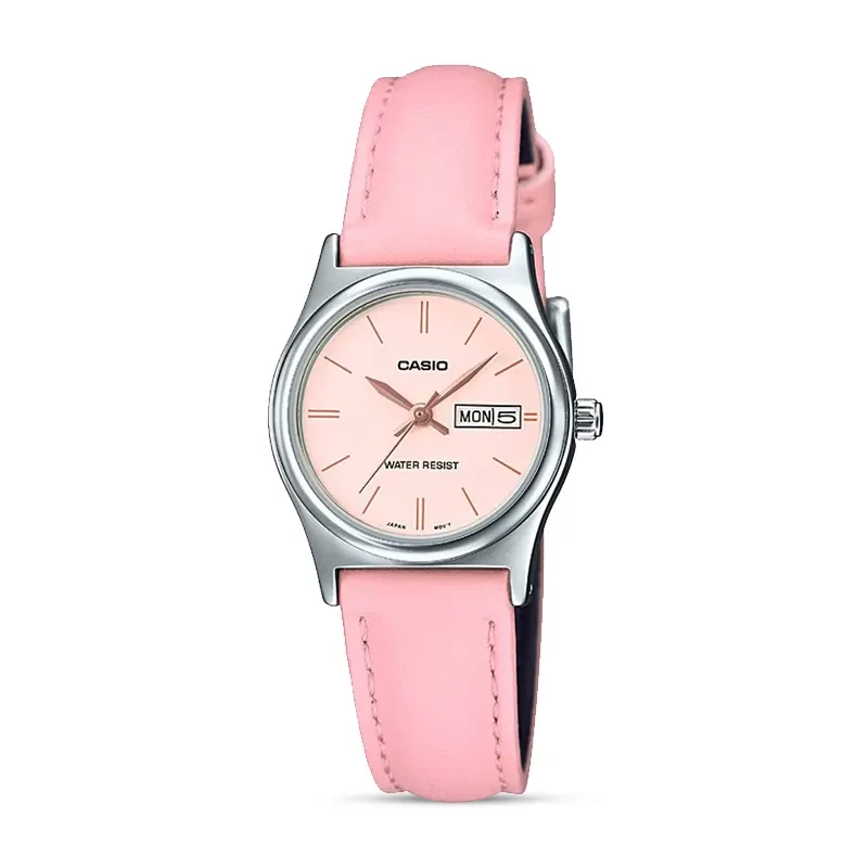 Casio LTP-V006L-4B Pink Dial Pink Leather Ladies Watch